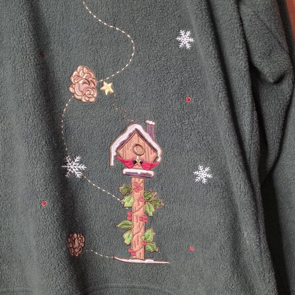 Northcrest Fleece Pullover Size 2X Christmas Holiday Green Cabincore 1/4 Zip - Picture 4 of 7